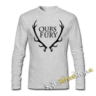 GAME OF THRONES - OURS IS THE FURY - Logo - šedé pánske tričko s dlhými rukávmi (-80%=VÝPREDAJ)
