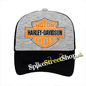 HARLEY DAVIDSON MOTORCYCLES - šedočierna sieťkovaná šiltovka model "Trucker" (-50%=VÝPREDAJ)
