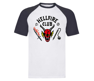 STRANGER THINGS - HELLFIRE CLUB - dvojfarebné tmavomodré pánske tričko (-60%=VÝPREDAJ)