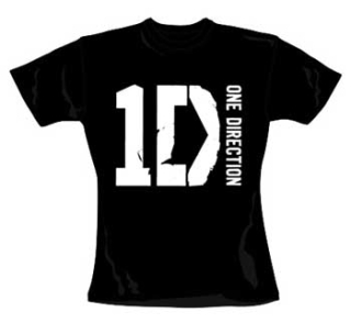 ONE DIRECTION - biele logo - čierne dámske tričko (-60%=VÝPREDAJ)