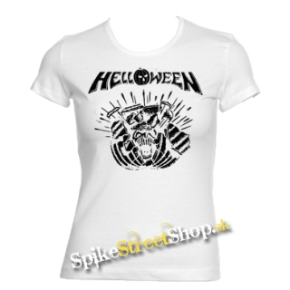 HELLOWEEN - 80´ Logo - Metal Pumpkin Head - biele dámske tričko (-50%=VÝPREDAJ)