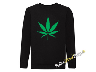 MARIHUANA - Green Leaf - mikina bez kapuce (-50%=VÝPREDAJ)