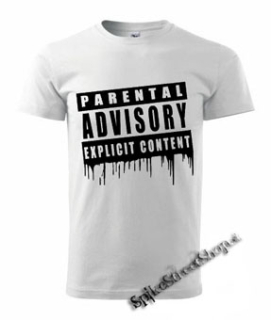 PARENTAL ADVISORY EXPLICIT CONTENT - biele pánske tričko (-60%=VÝPREDAJ)