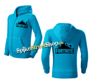 FORTNITE - Logo - tyrkysová detská mikina na zips (-80%=VÝPREDAJ)
