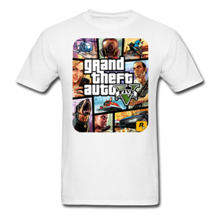 GRAND THEFT AUTO - Five - biele pánske tričko (-70%=VÝPREDAJ)