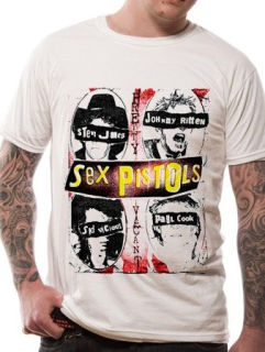 SEX PISTOLS - Faces - biele pánske tričko (-60%=VÝPREDAJ)