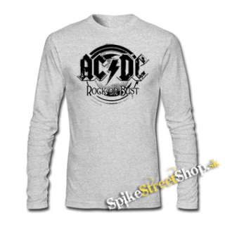 AC/DC - Rock Or Bust Black - šedé pánske tričko s dlhými rukávmi (-60%=VÝPREDAJ)