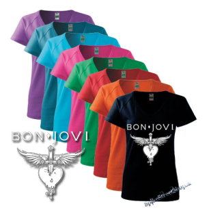 BON JOVI - Heart - farebné dámske tričko (-60%=VÝPREDAJ)