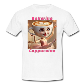 BALLERINA CAPPUCCINA – Italian Brainrot Meme - biele detské tričko (-90%=VÝPREDAJ)