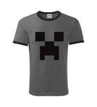 MINECRAFT - Creeper - sivé pánske tričko CONTRAST DUO-COLOUR
