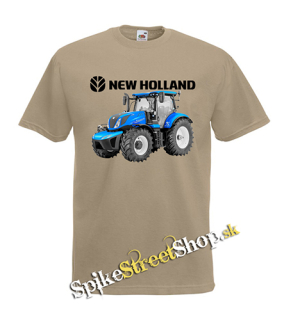 NEW HOLLAND - Traktor - pieskové pánske tričko (-60%=VÝPREDAJ)