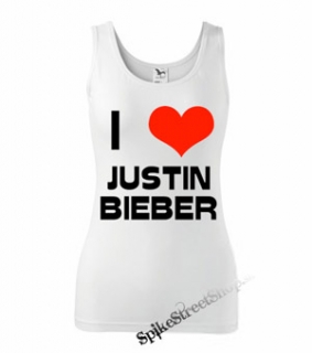 I LOVE JUSTIN BIEBER - Ladies Vest Top - biele (-30%=VÝPREDAJ)