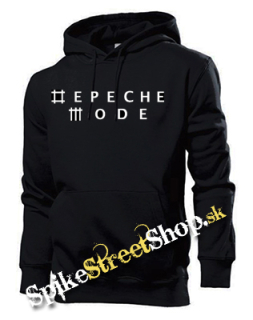 DEPECHE MODE - White Logo - čierna pánska mikina (-50%=VÝPREDAJ)