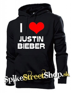 I LOVE JUSTIN BIEBER - čierna pánska mikina (-50%=VÝPREDAJ)