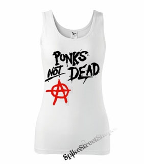 ANARCHY - PUNKS NOT DEAD - Ladies Vest Top - biele (-60%=VÝPREDAJ)