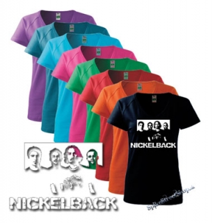 NICKELBACK - Logo & Band - farebné dámske tričko (-30%=VÝPREDAJ)