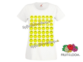 SMILES - Smajlíci - biele dámske tričko (-60%=VÝPREDAJ)