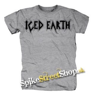 ICED EARTH - Logo - sivé pánske tričko (-30%=VÝPREDAJ)