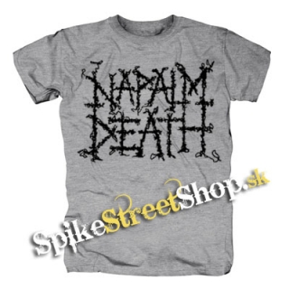 NAPALM DEATH - Logo - sivé pánske tričko (-50%=VÝPREDAJ)