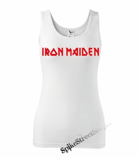 IRON MAIDEN - Red Logo - Ladies Vest Top - biele (-30%=VÝPREDAJ)