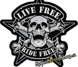 PENTAGRAM WITH SKULL - Live Free Ride Free 2 - nažehlovacia nášivka