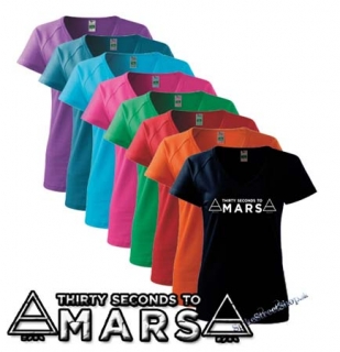 30 SECONDS TO MARS - biele logo - farebné dámske tričko (-70%=VÝPREDAJ)