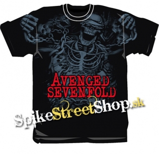 AVENGED SEVENFOLD - Fullprint Skeleton - čierne pánske tričko (Výpredaj)