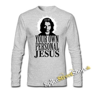 DAVE GAHAN - Personal Jesus - šedé pánske tričko s dlhými rukávmi (-50%=VÝPREDAJ