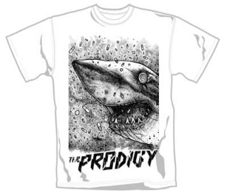 PRODIGY - Shark Attack - biele pánske tričko (-50%=Výpredaj)