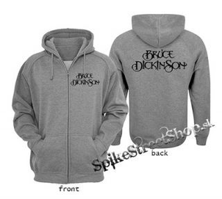 BRUCE DICKINSON - Logo - šedá pánska mikina na zips (-50%=VÝPREDAJ)