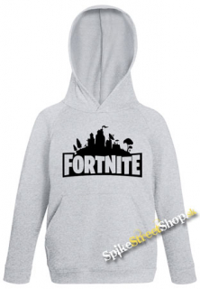 FORTNITE - Logo - sivá detská mikina (-50%=VÝPREDAJ)
