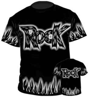 ROCK - Flames - čierne pánske tričko (Výpredaj)