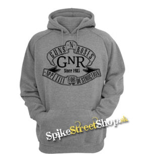GUNS N ROSES - Appetite Slogan - šedá pánska mikina (-50%=VÝPREDAJ)