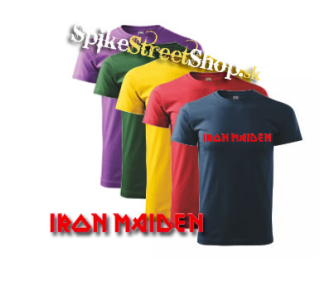 IRON MAIDEN - Red Logo - farebné pánske tričko (-50%=VÝPREDAJ)