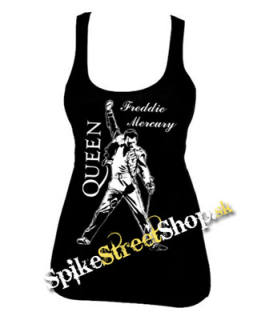 FREDDIE MERCURY - Logo & Portrait - Ladies Vest Top (-50%=VÝPREDAJ)