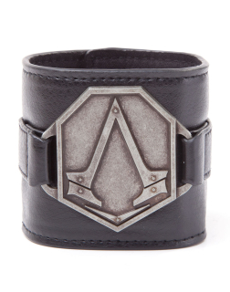 ASSASSINS CREED - PU Wristband with Metal Logo - kožený náramok (Výpredaj)