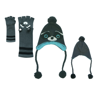 FREAKS AND FRIENDS - Raccoon Winter Set - zimná čiapka a rukavice (Výpredaj)