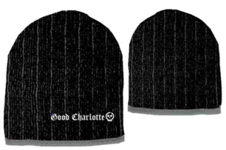 GOOD CHARLOTTE - Black Grey Striped Beanie - zimná čiapka (Výpredaj)