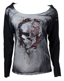 ALCHEMY - Faded Flower Skull Sweatshirt - sivý dámsky sveter (Výpredaj)