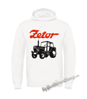 ZETOR - Červené logo a traktor - biela pánska mikina
