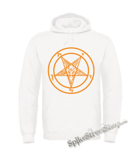 Biela detská mikina BAPHOMET - Pentagram Orange