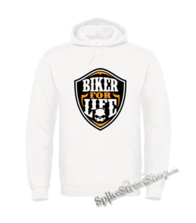 Biela detská mikina BIKER FOR LIFE - Skull Logo Crest