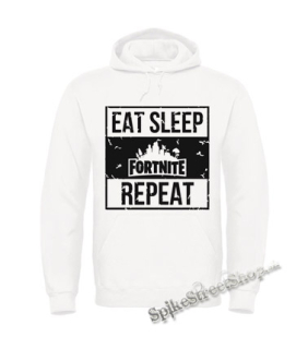 Biela detská mikina FORTNITE - Eat, Sleep, Repeat