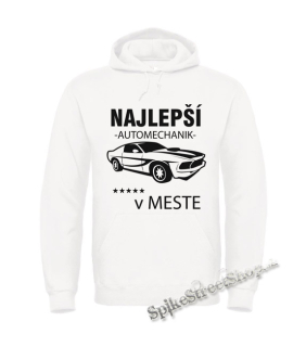 Biela detská mikina NAJLEPŠÍ AUTOMECHANIK V MESTE