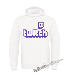 Biela detská mikina TWITCH - Purple Logo Sign