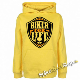 BIKER FOR LIFE - Skull Logo Crest - žltá detská mikina