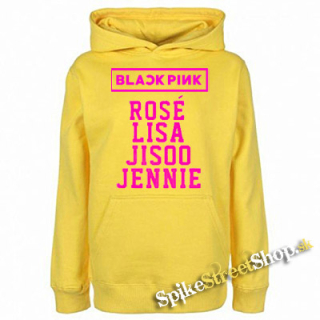 BLACKPINK - Logo And Names - žltá detská mikina