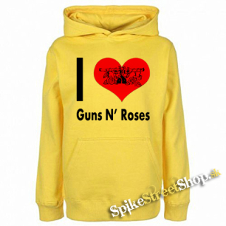 I LOVE GUNS N ROSES - žltá detská mikina