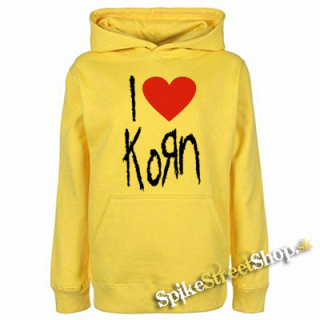 I LOVE KORN - žltá detská mikina