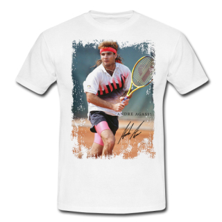 ANDRE AGASSI - Portrait & Signature - biele pánske tričko